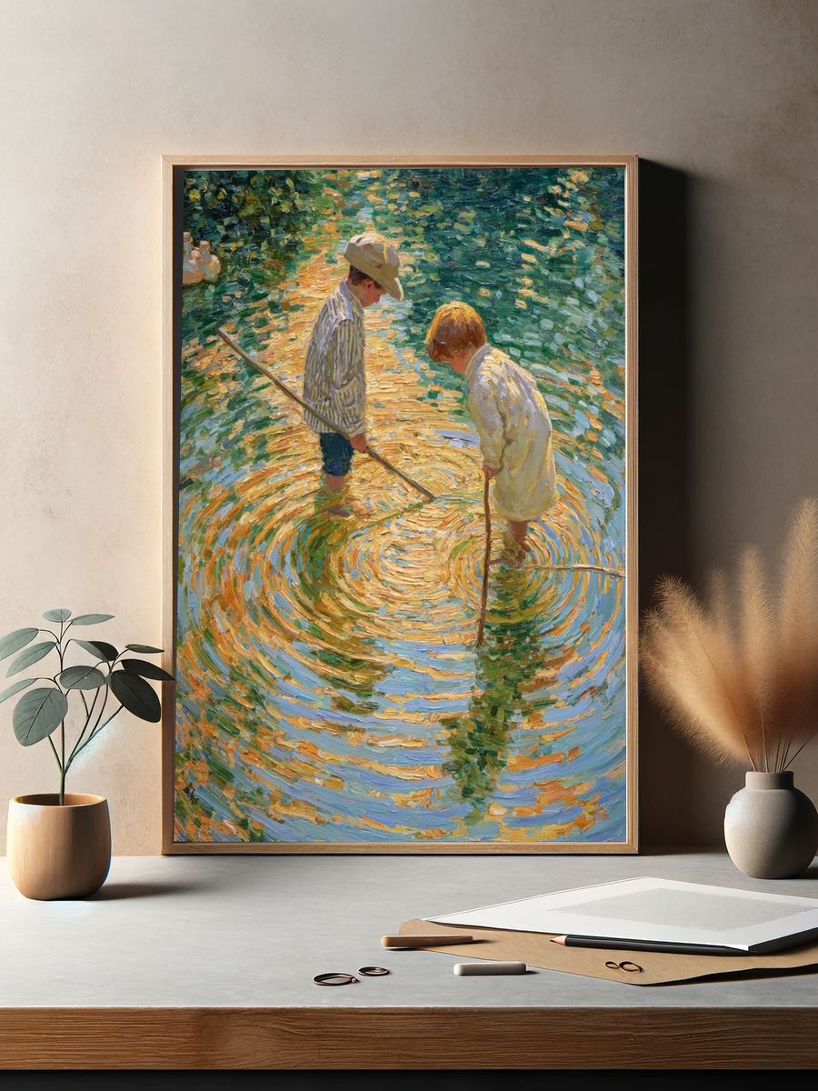Children in Water — Impressionist Print. — room view 2