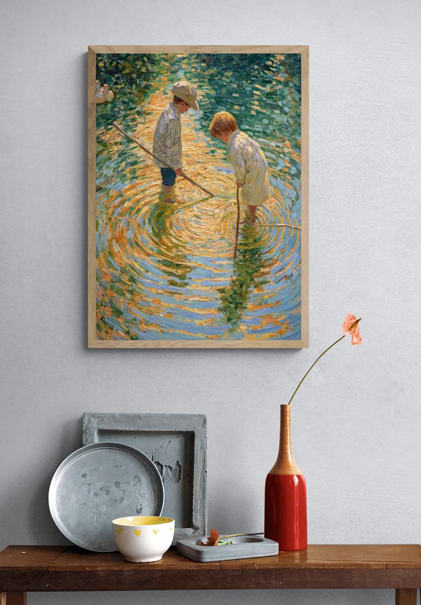 Children in Water — Impressionist Print. — room view 3