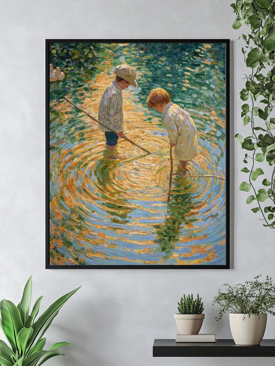 Children in Water — Impressionist Print. — room view 4