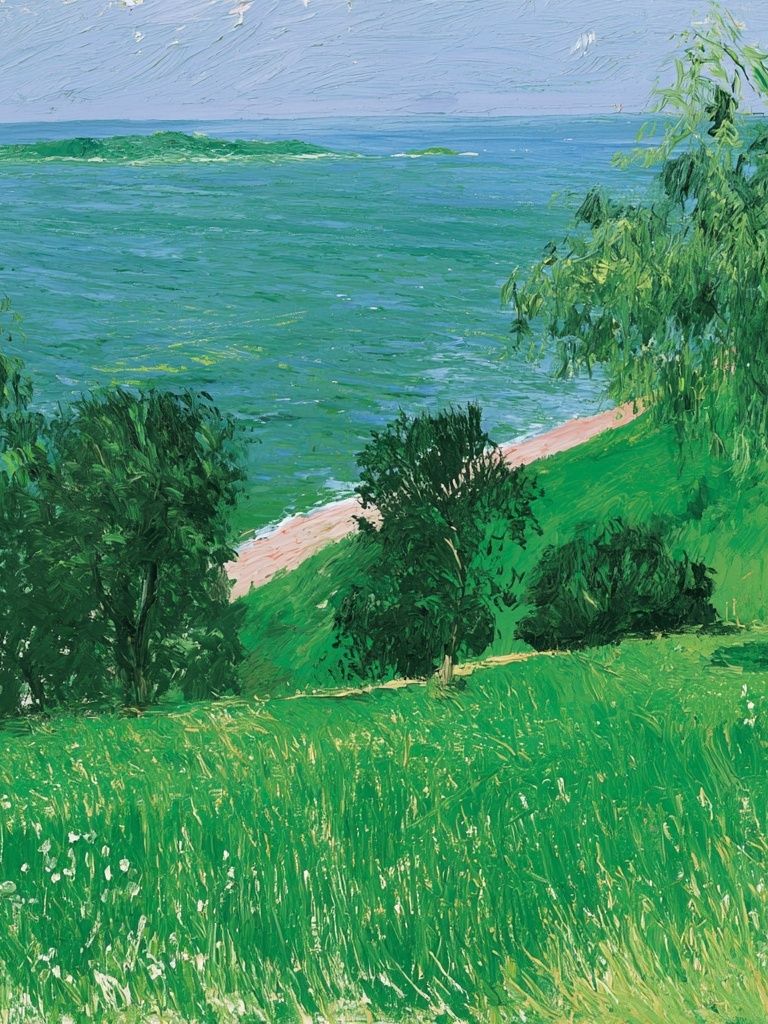Coastal Meadow Impressionist Poster. poster detail