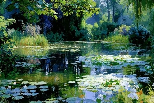 Lily Pond Garden Impressionism Poster. poster detail