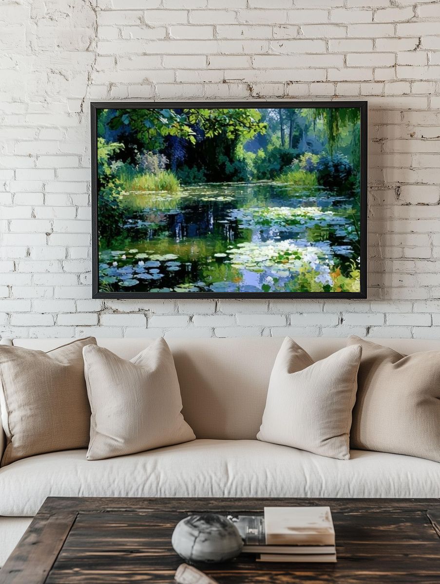 Lily Pond Garden Impressionism Poster. — room view 1