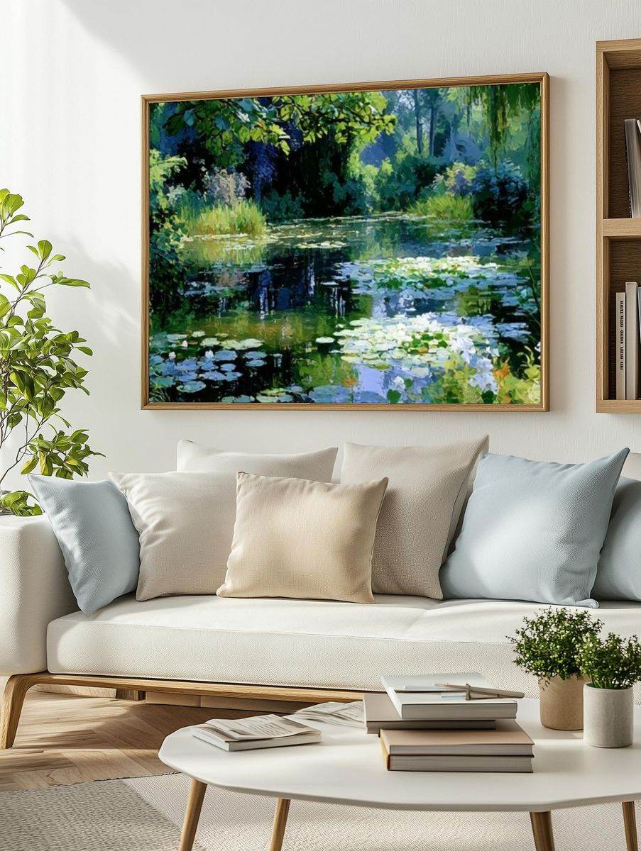 Lily Pond Garden Impressionism Poster. — room view 2