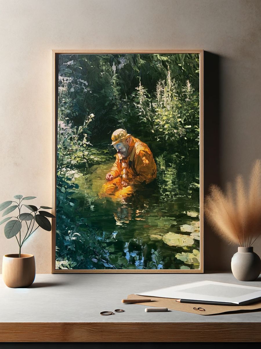 Clown in Forest Stream Poster. — room view 2