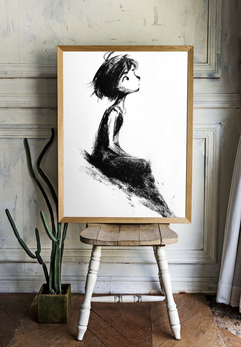 Dreaming Girl Ink Poster. room preview