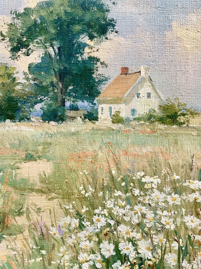 Countryside Cottage Impressionist Print. poster detail