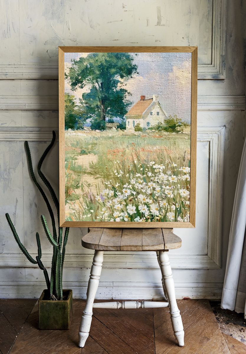 Countryside Cottage Impressionist Print. room preview