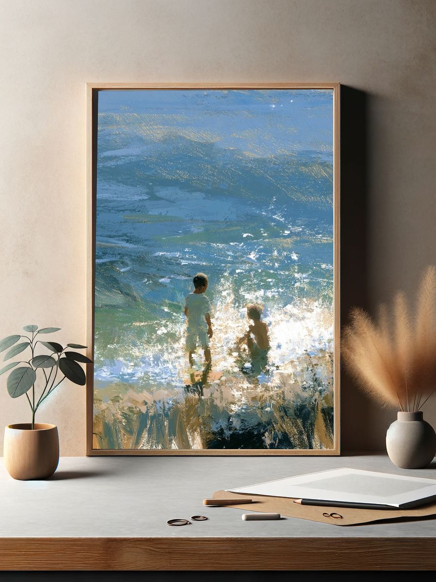 Children by the Sea Fine-Art Print. — room view 2