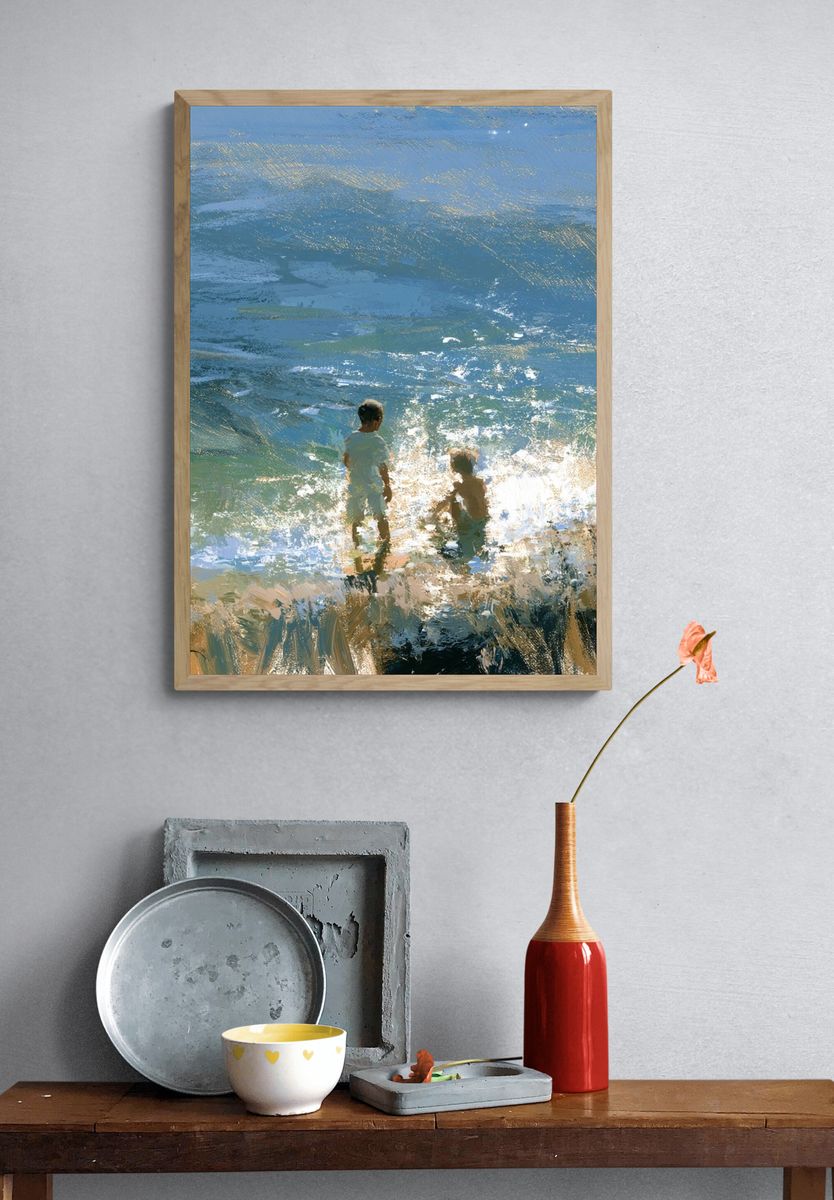 Children by the Sea Fine-Art Print. — room view 3