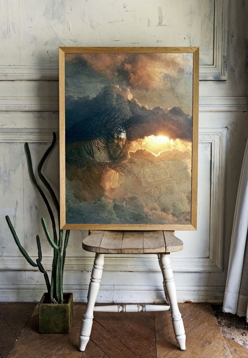 Dreamy Eye in Clouds Poster. room preview