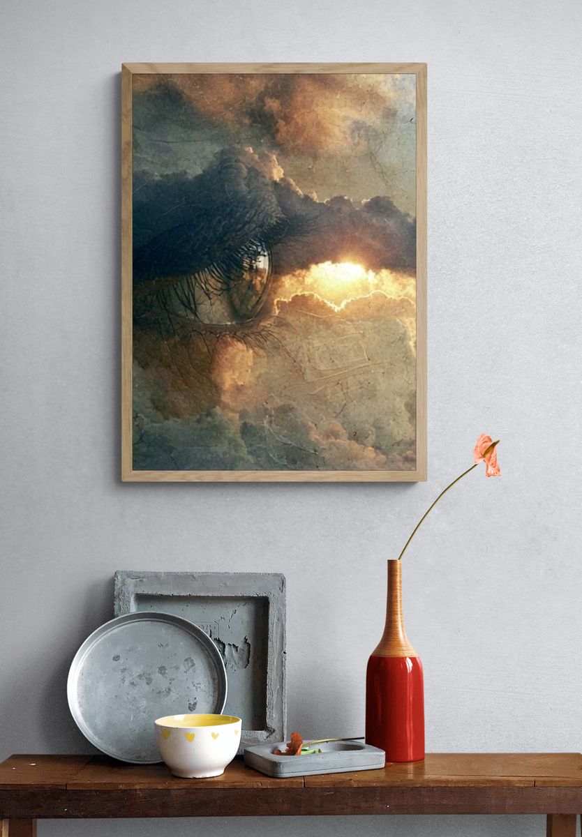 Dreamy Eye in Clouds Poster. — room view 3
