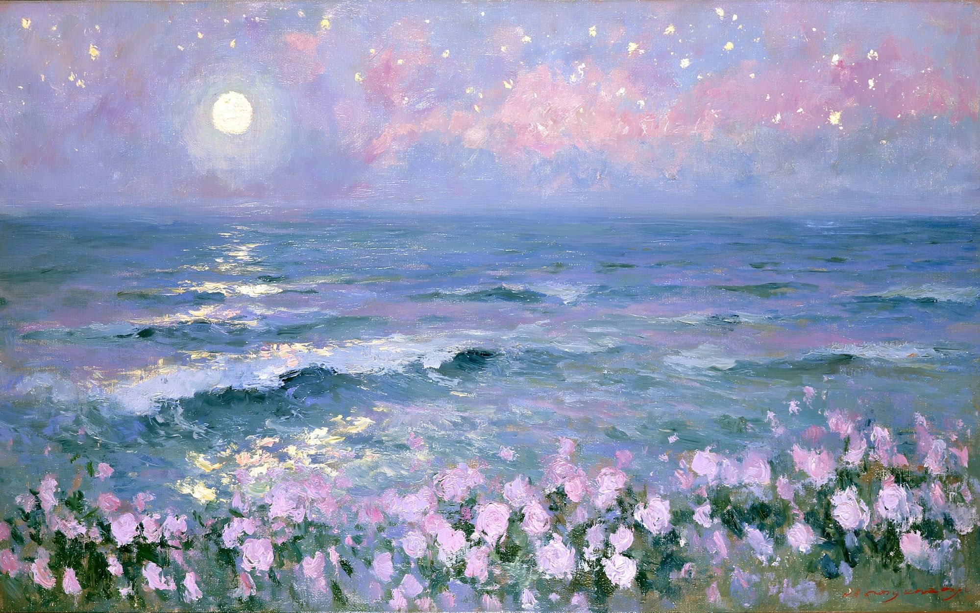 Moonlit Seascape Fine-Art Print. poster — fine-art art