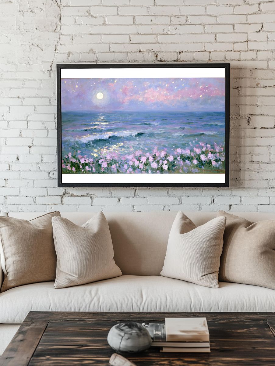 Moonlit Seascape Fine-Art Print. — room view 1