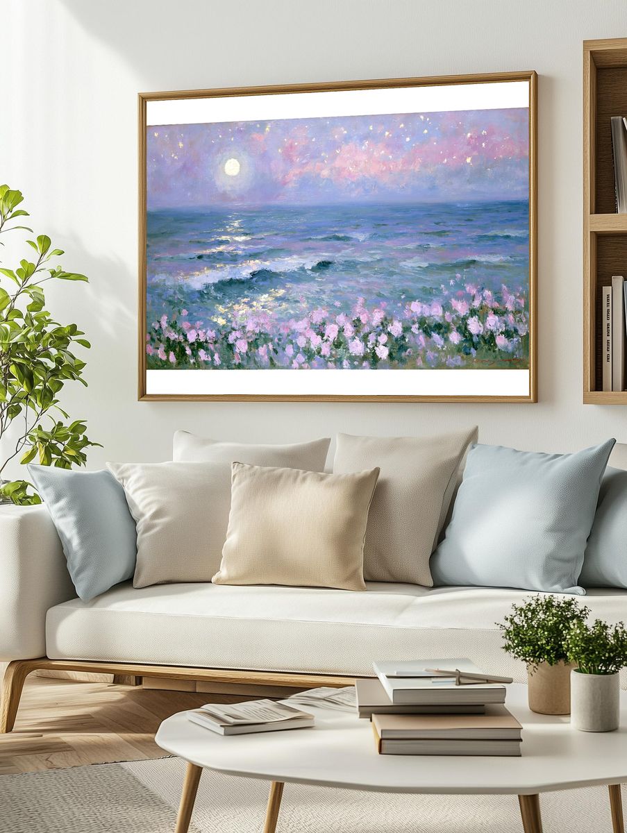 Moonlit Seascape Fine-Art Print. — room view 2