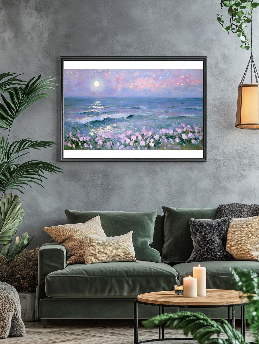 Moonlit Seascape Fine-Art Print. — room view 4