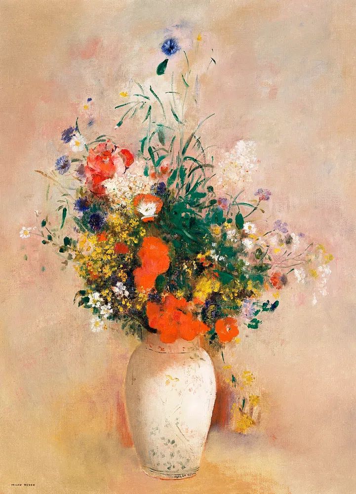 Vase Flowers (Pink Background) (1906). poster — fine-art art