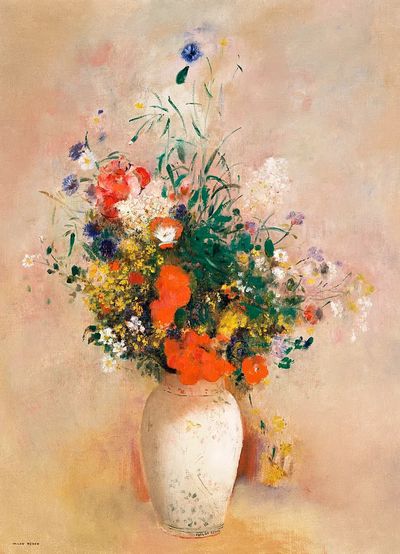 Vase Flowers (Pink Background) (1906).