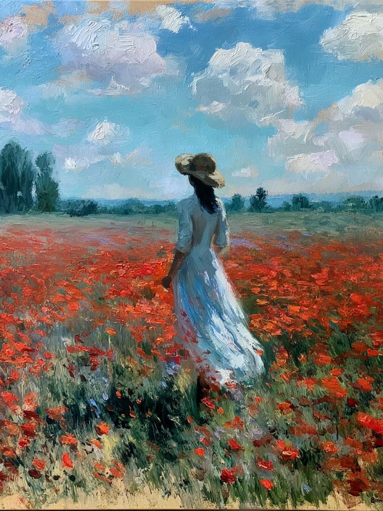 Poppy Field Woman Fine-Art Print. poster detail