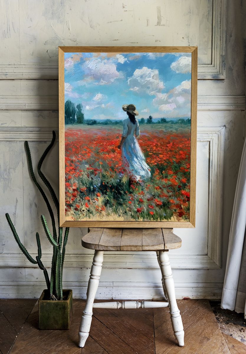 Poppy Field Woman Fine-Art Print. — room view 1