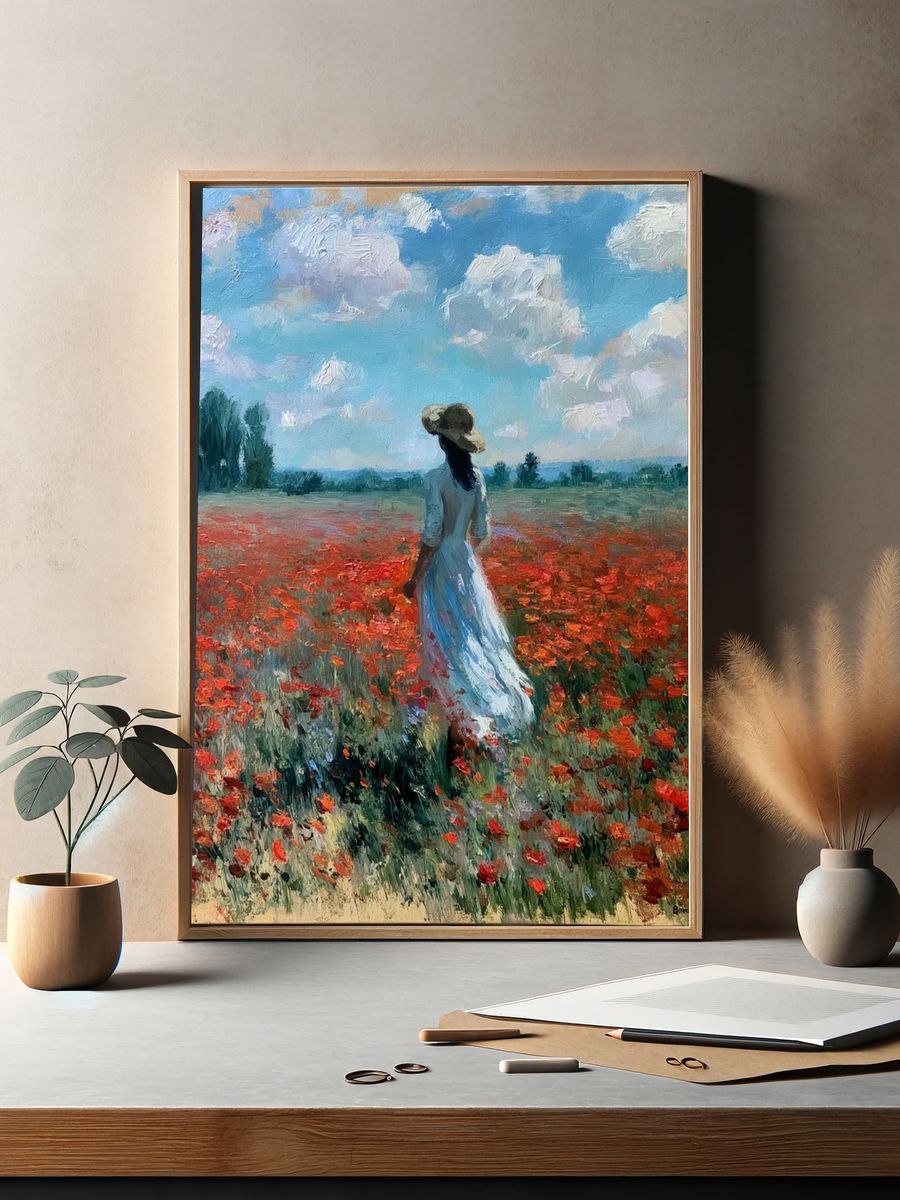 Poppy Field Woman Fine-Art Print. — room view 2