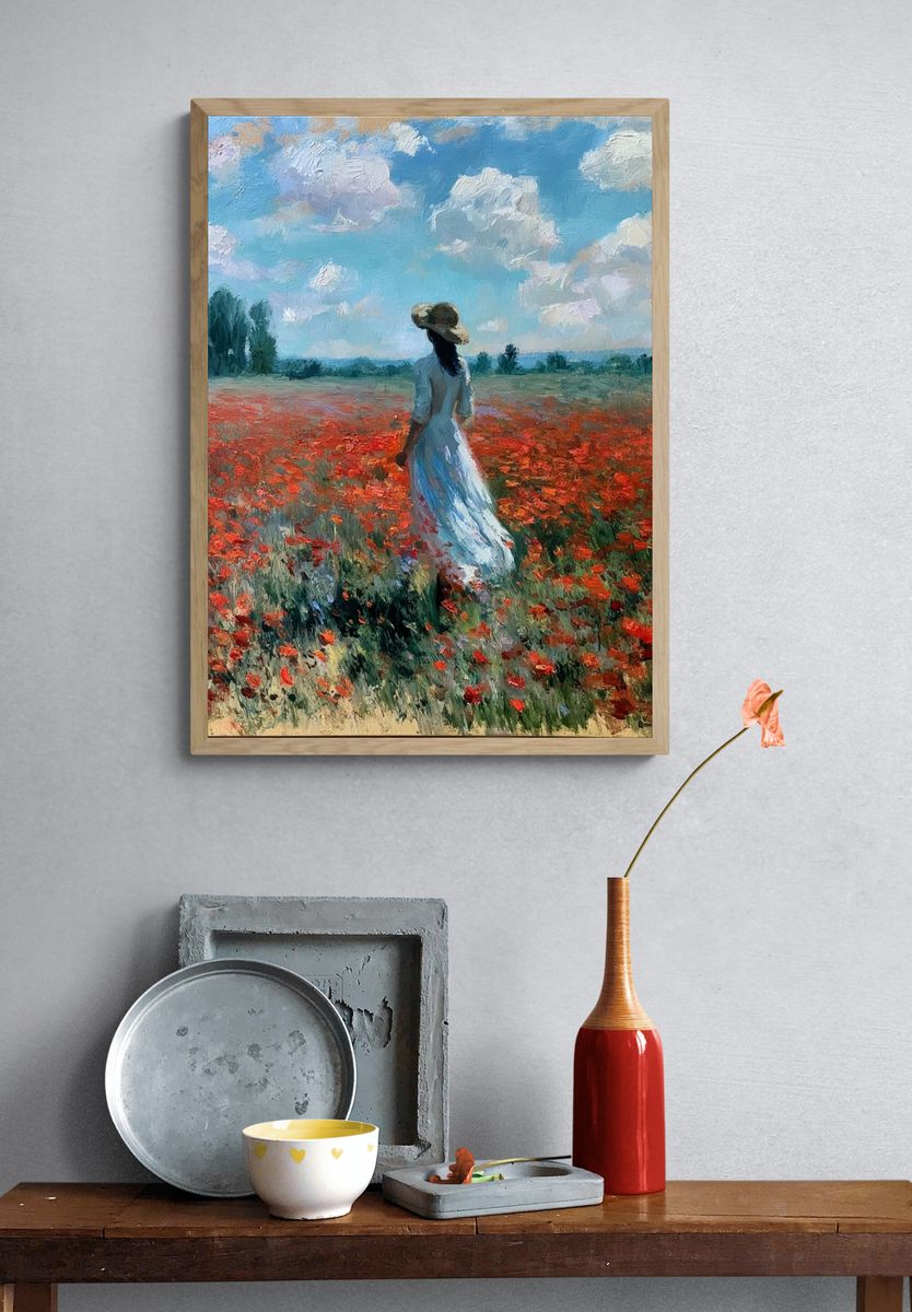 Poppy Field Woman Fine-Art Print. — room view 3