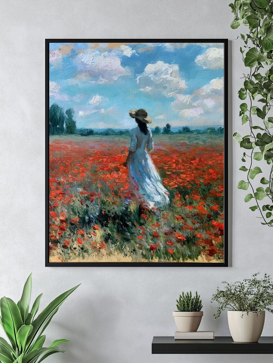 Poppy Field Woman Fine-Art Print. — room view 4