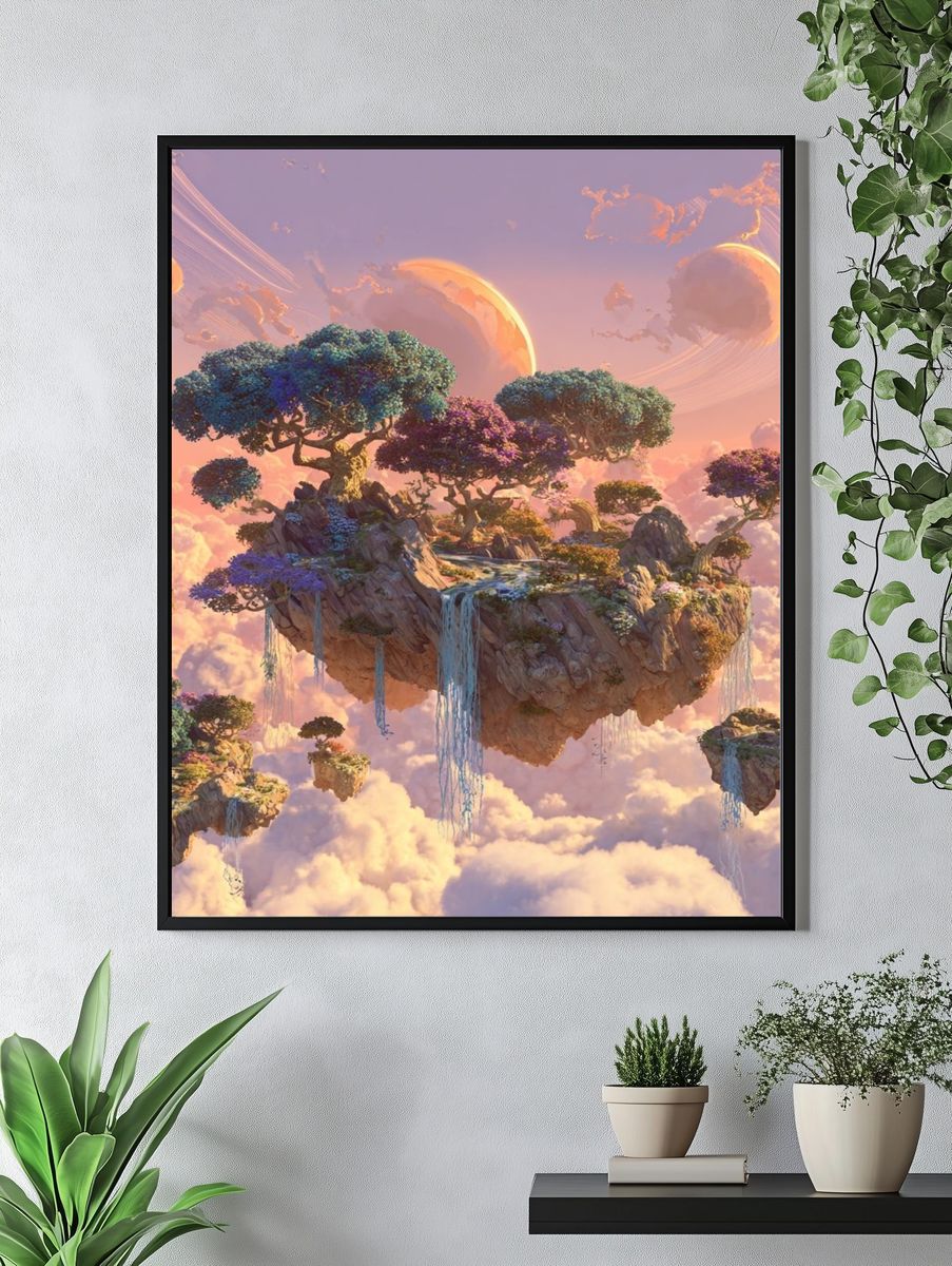 Floating Islands in a Dreamy Sky Poster. — room view 4