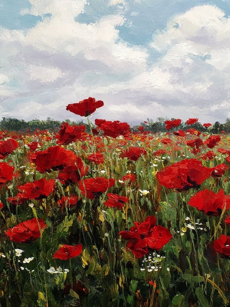 Poppy Meadow Impressionist Poster. poster detail