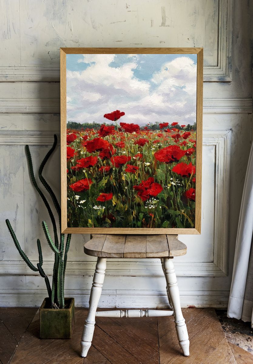 Poppy Meadow Impressionist Poster. — room view 1