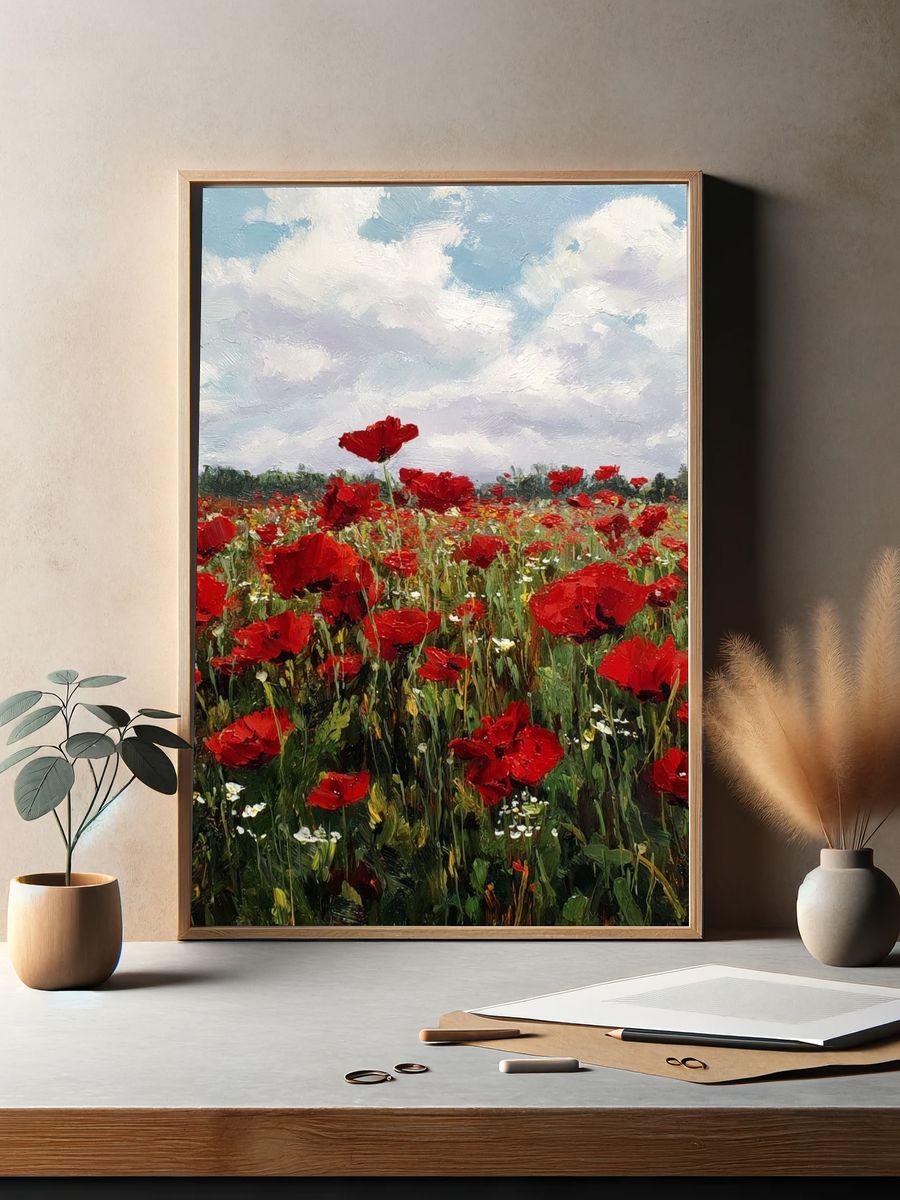 Poppy Meadow Impressionist Poster. — room view 2