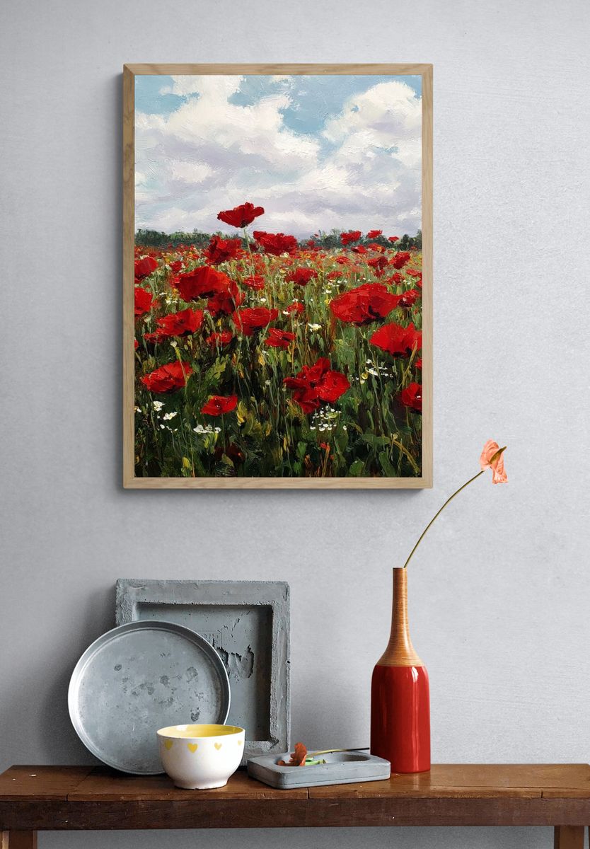 Poppy Meadow Impressionist Poster. — room view 3