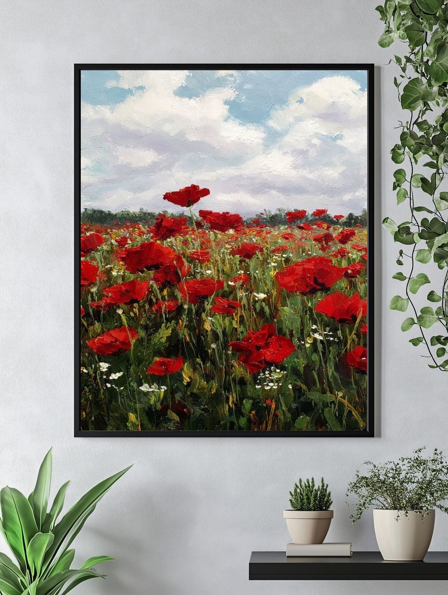 Poppy Meadow Impressionist Poster. — room view 4