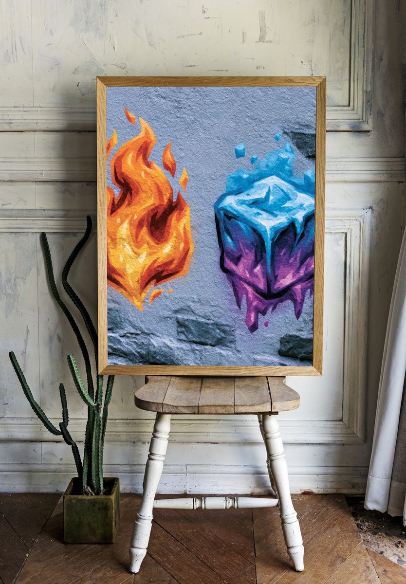 Fire and Ice Graffiti Poster. room preview