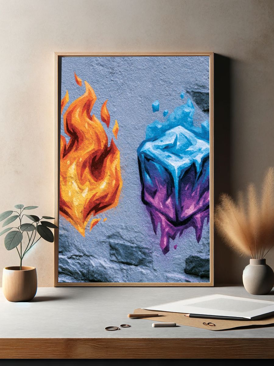 Fire and Ice Graffiti Poster. — room view 2