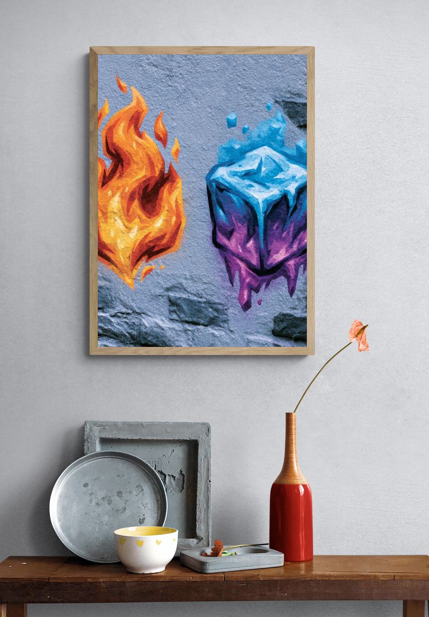 Fire and Ice Graffiti Poster. — room view 3