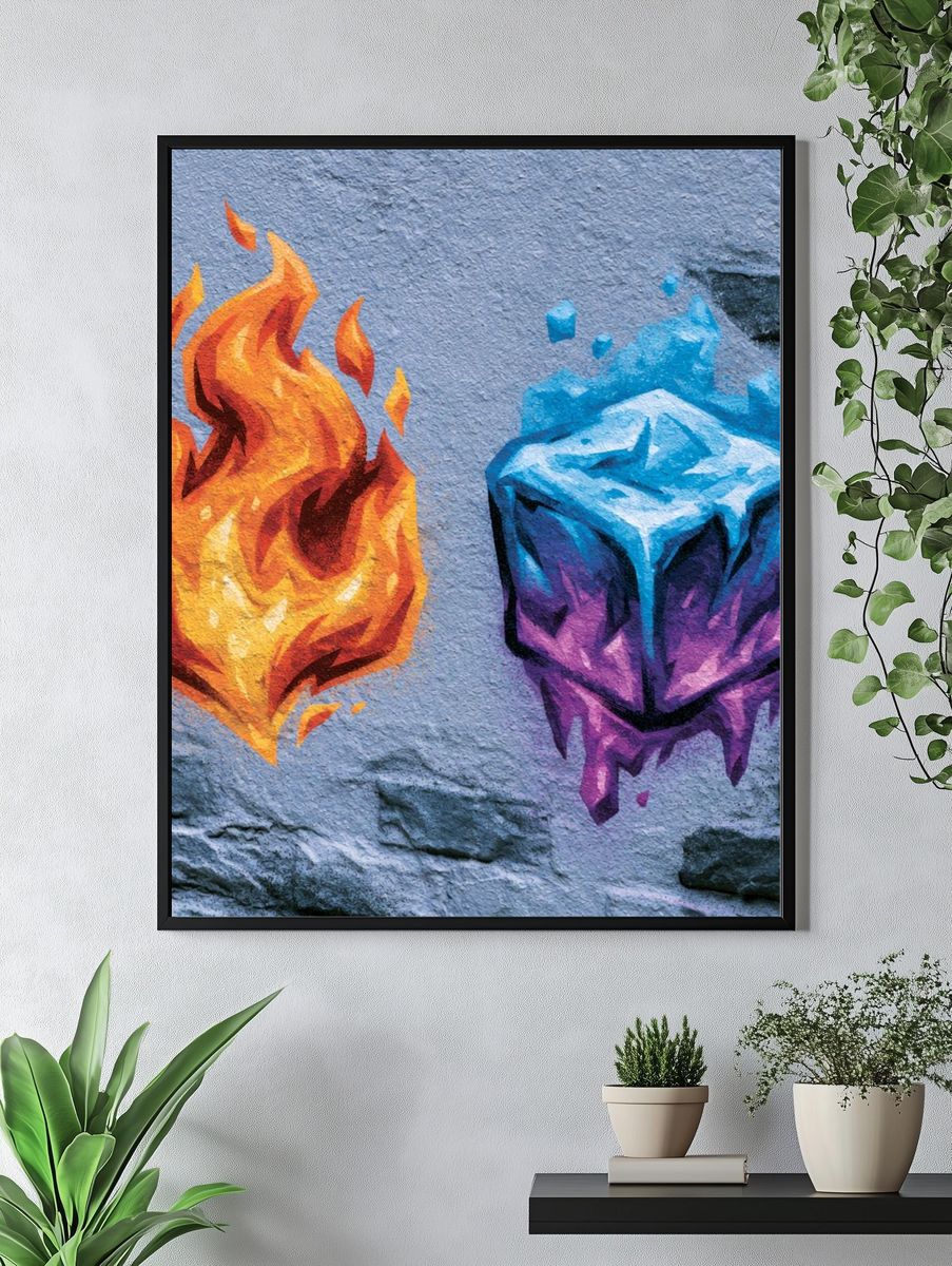 Fire and Ice Graffiti Poster. — room view 4