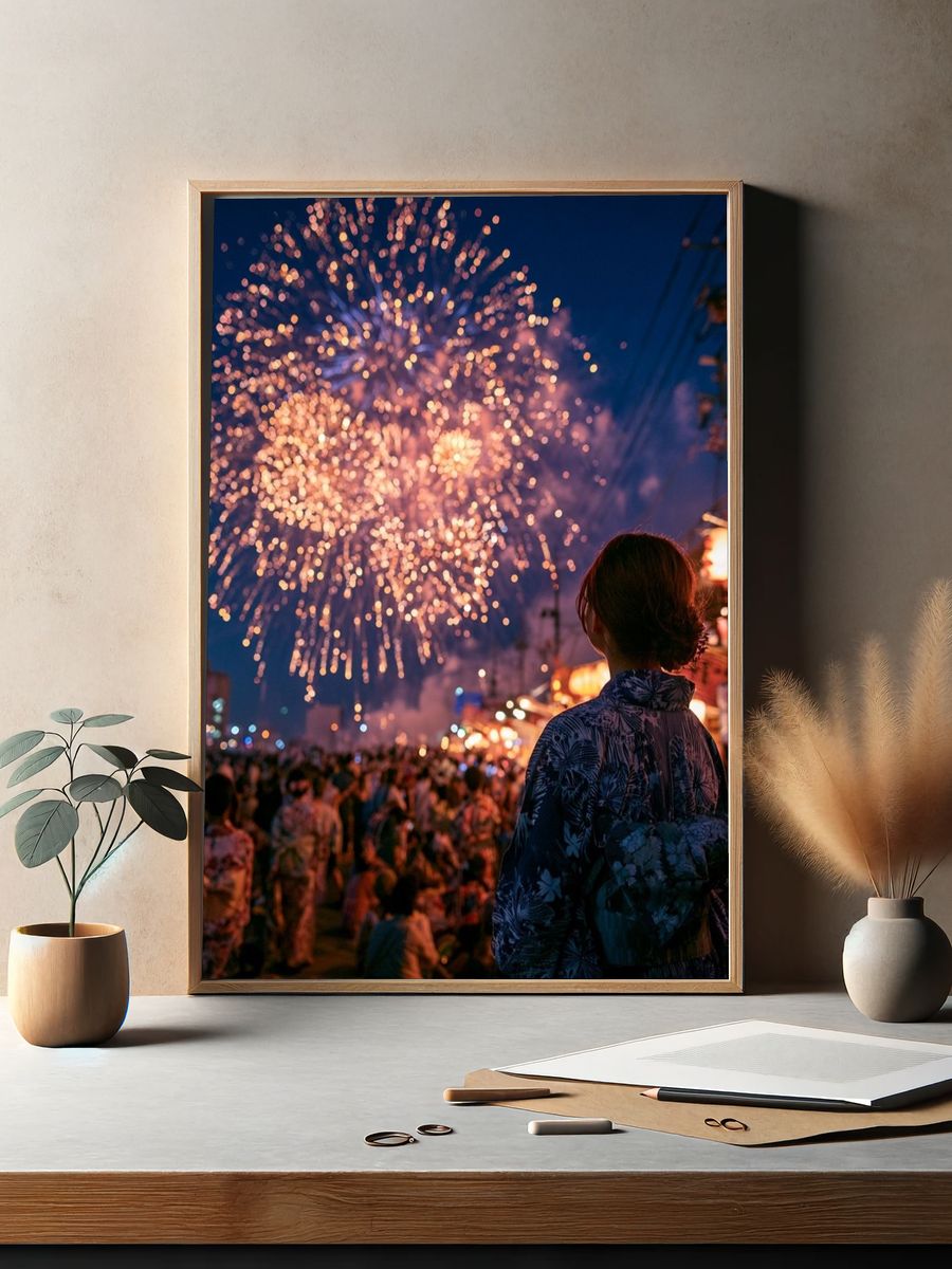 Fireworks Festival Night Photography Poster. — room view 2
