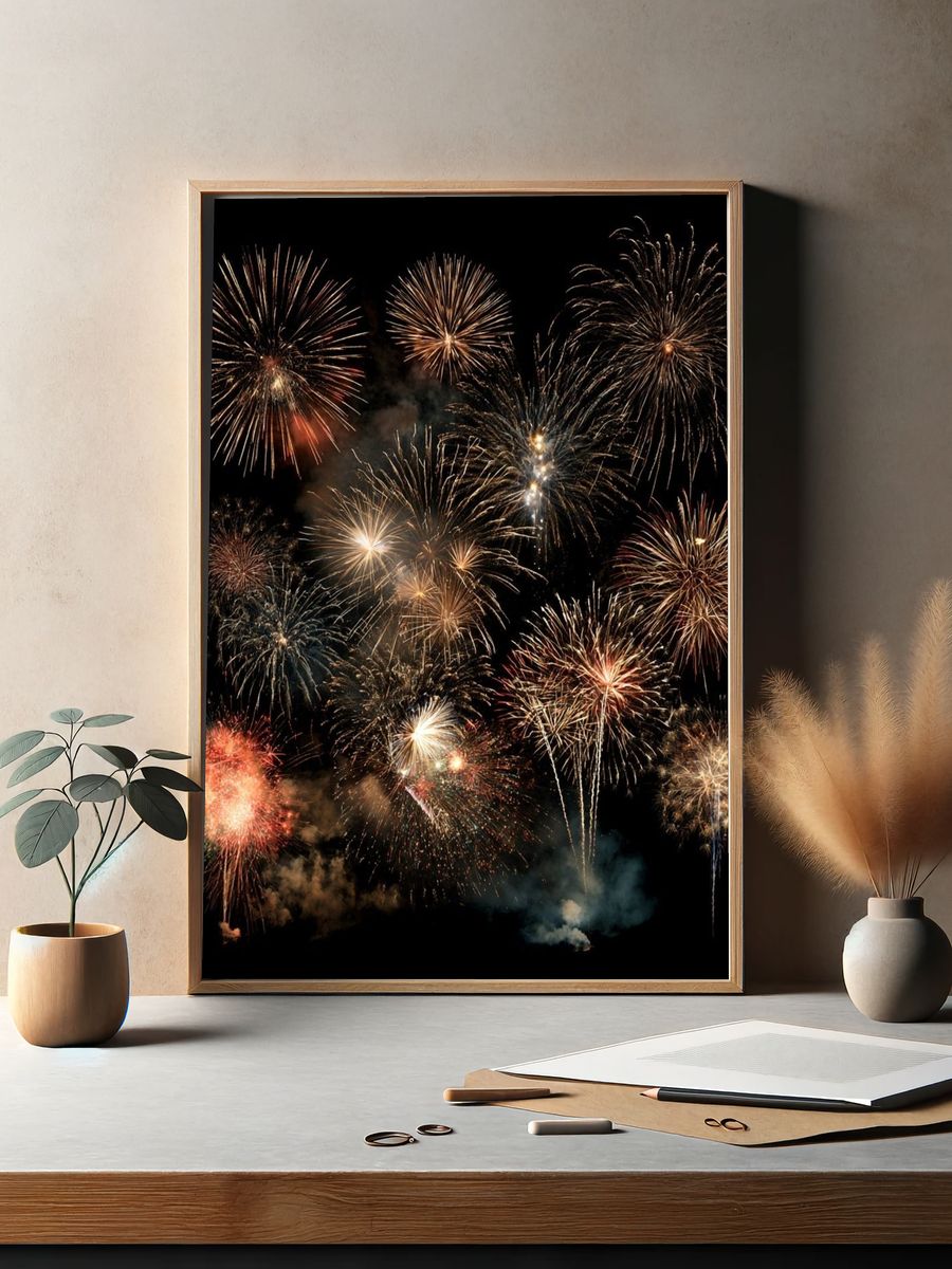 Fireworks Night Sky Poster. — room view 2