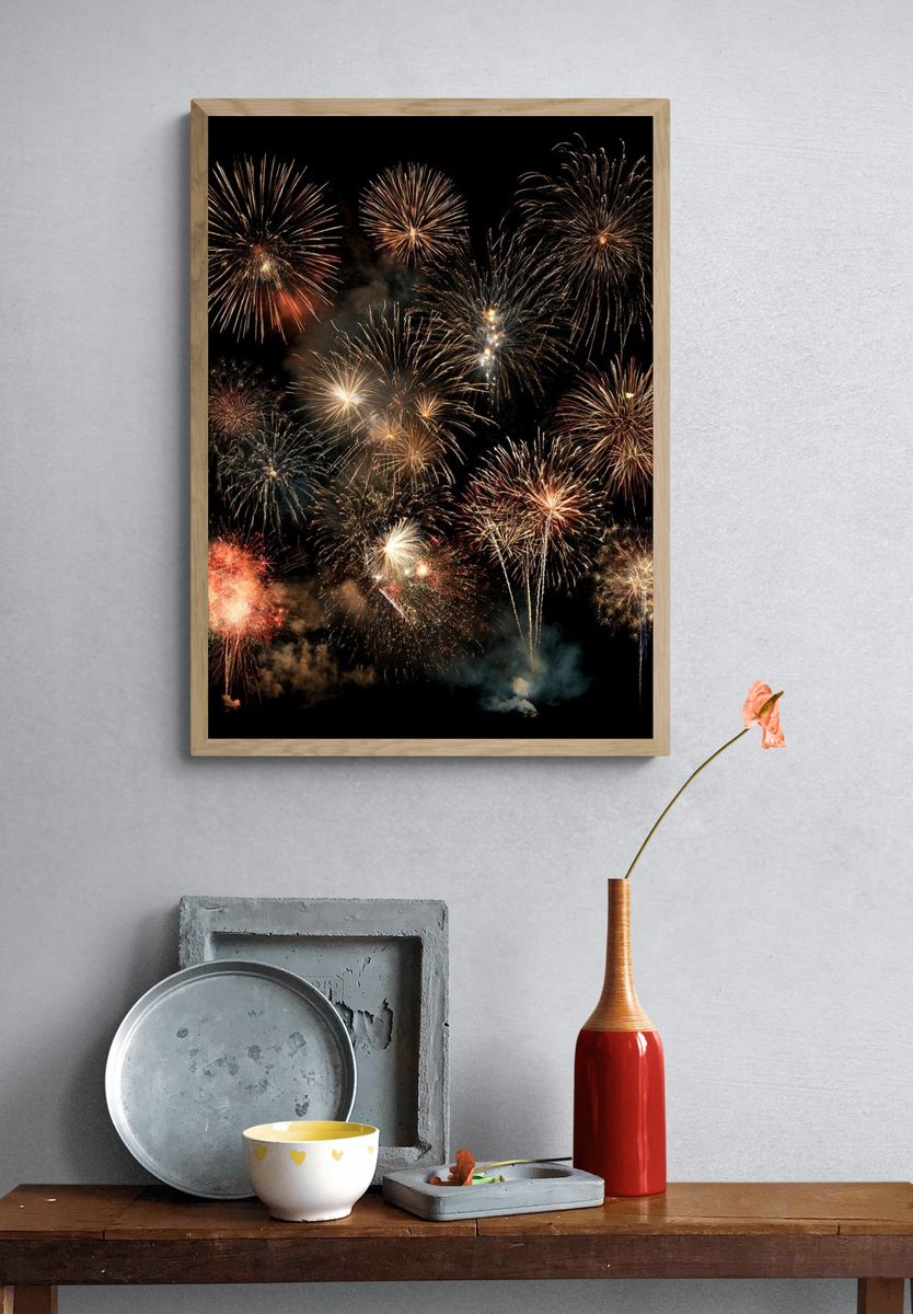 Fireworks Night Sky Poster. — room view 3