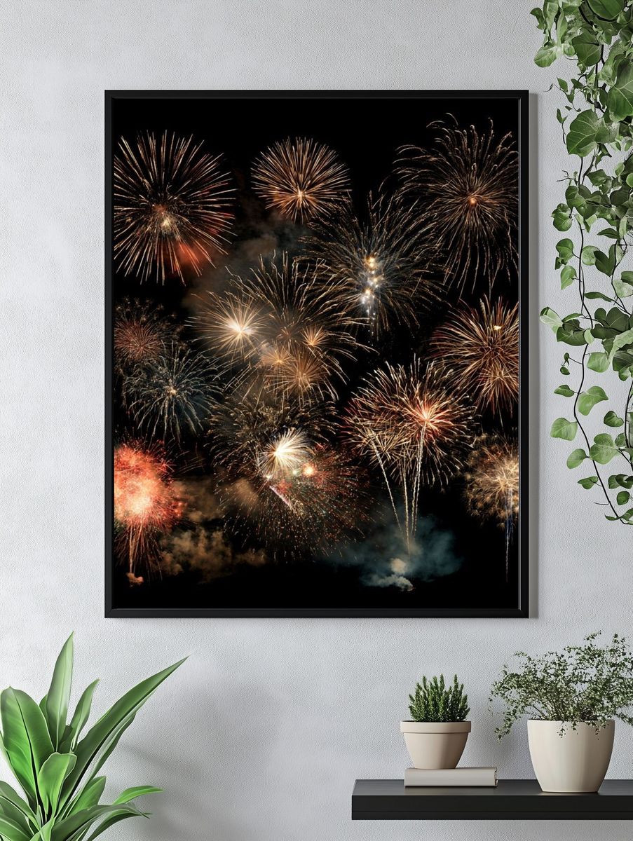 Fireworks Night Sky Poster. — room view 4