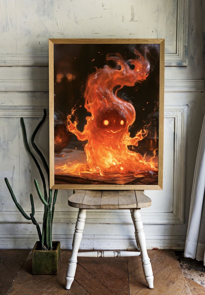 Flame Spirit Digital Art Poster. room preview