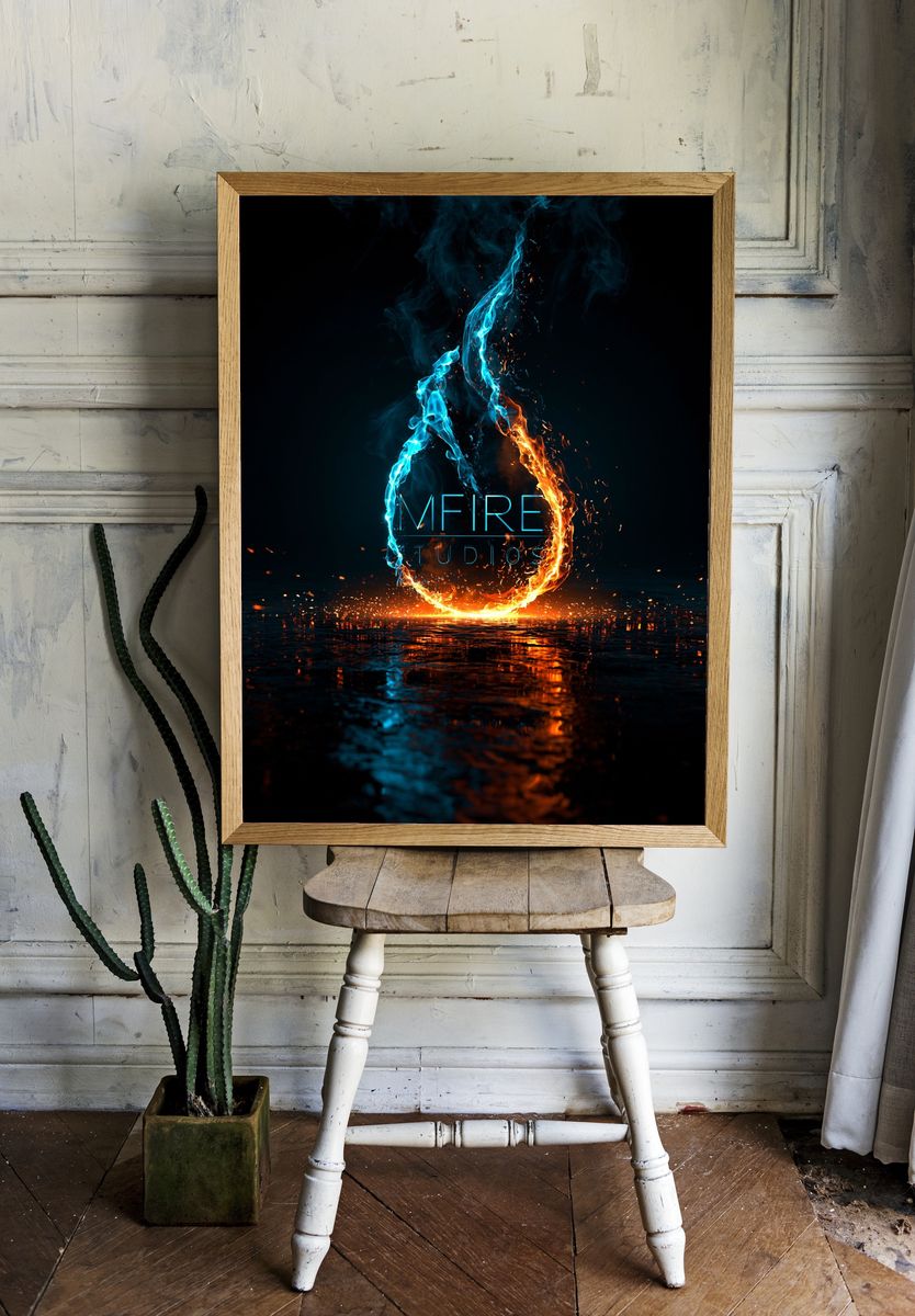 Fire and Ice Flame Poster. room preview