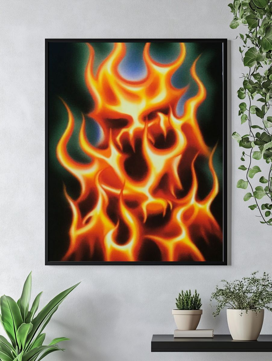 Flaming Skull Illustration Poster. — room view 4