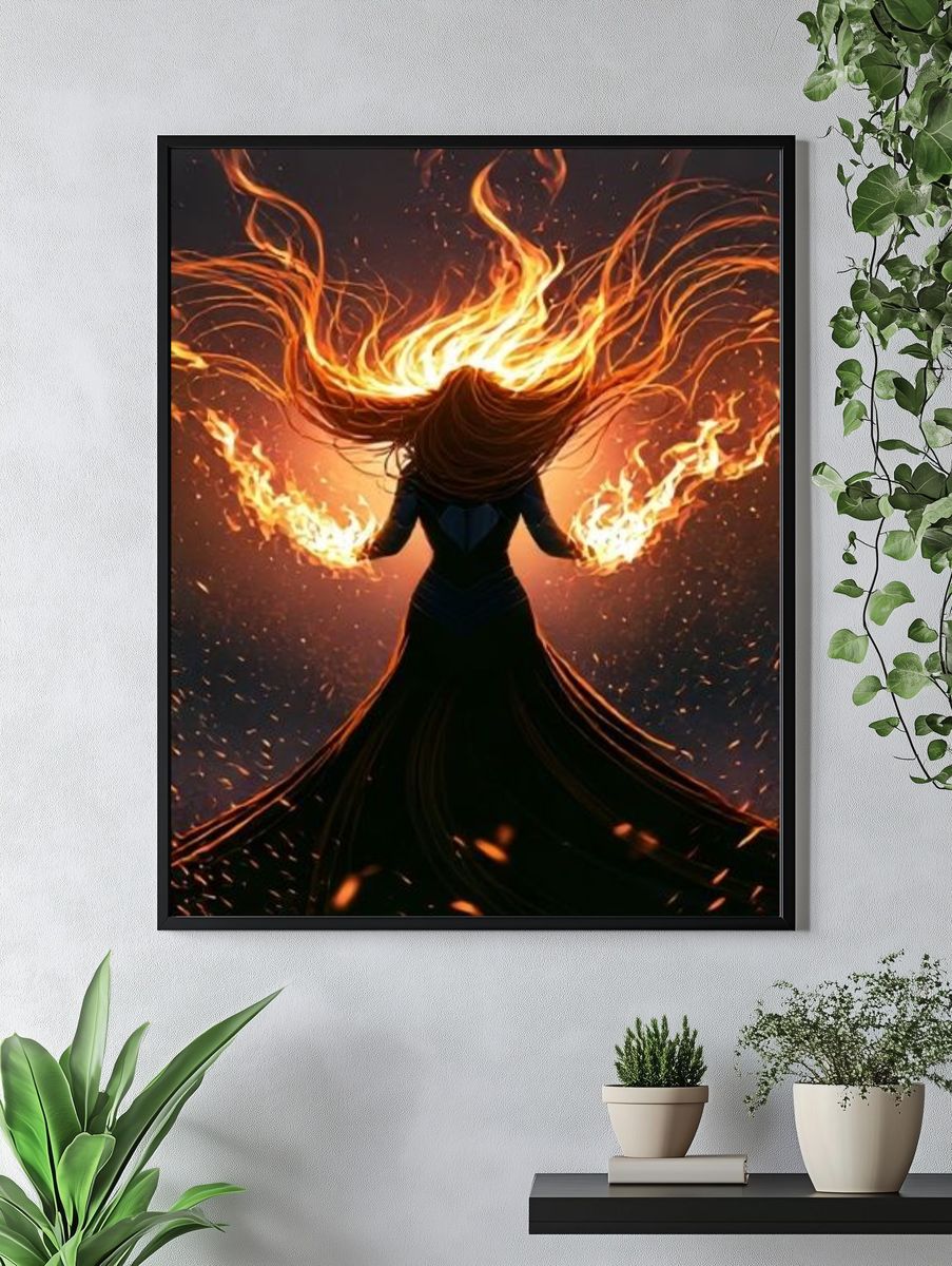 Fire Dancer Digital Art Poster. — room view 4