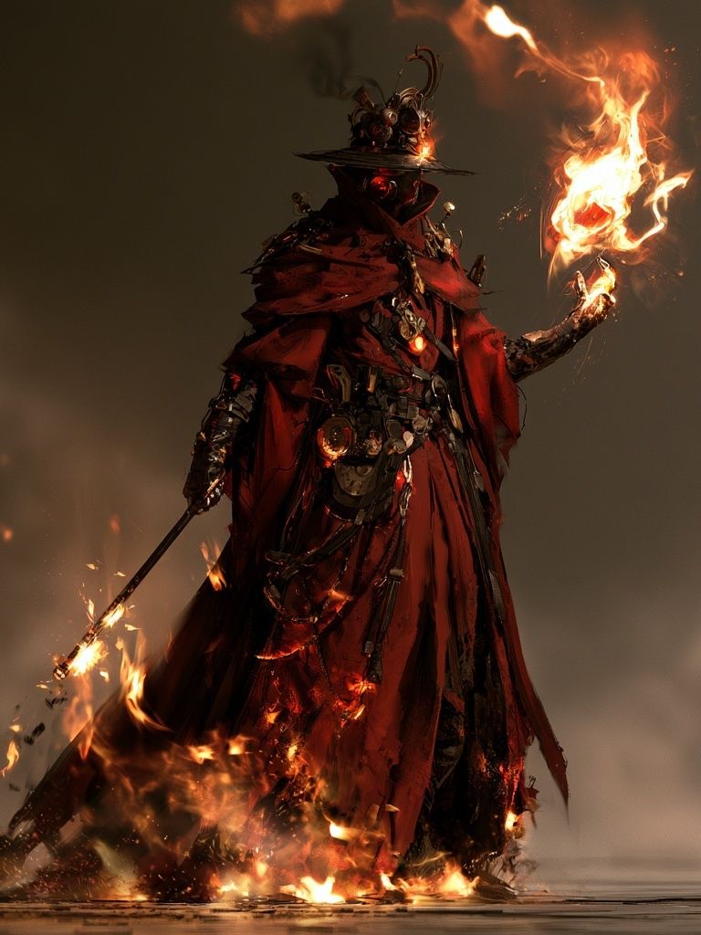 Flame-Wreathed Sorcerer Digital Art Poster. poster — illustration art
