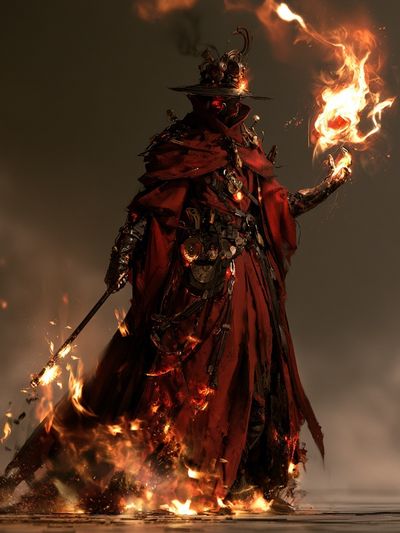 Flame-Wreathed Sorcerer Digital Art Poster. poster