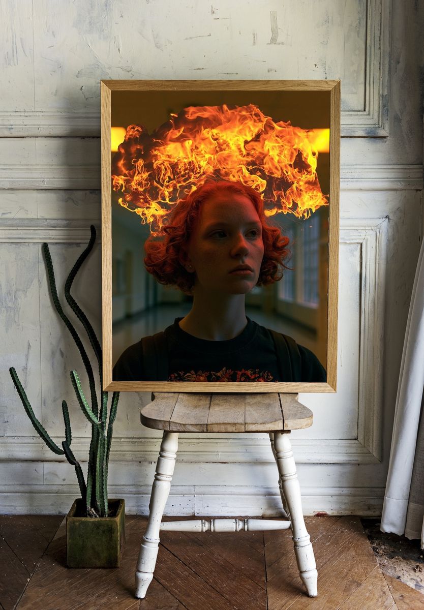 Fire Crown Portrait Print. — room view 1
