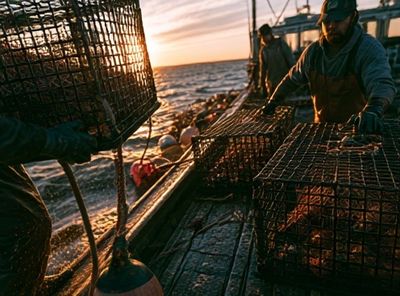 Fishing Boat at Sunset Photography Poster. poster