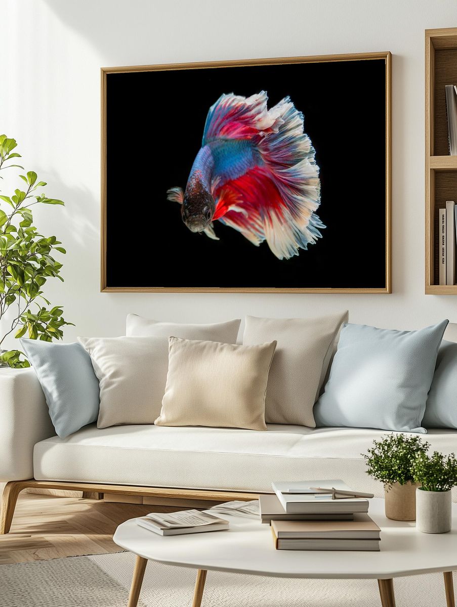Colorful Betta Fish — Photography Print. — room view 2