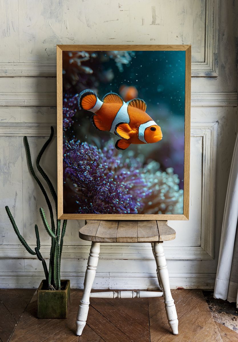 Clownfish Underwater Photography Poster. — room view 1